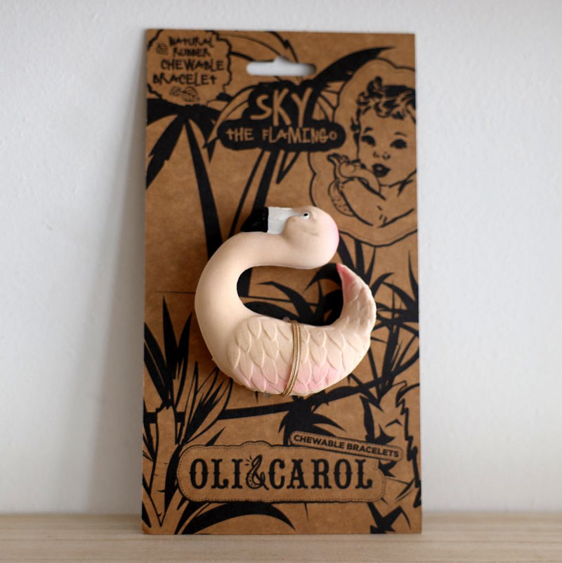 Jetzt im Löffelhase erhältlich: OLI&CAROL Natural Rubber Teether «Fruits&Veggies» | Flamingo